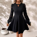Chic Women's Dress with Lace Sleeves