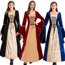 Vintage-Inspired Women's Costume with Flared Sleeves