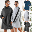 Chic Women's Sweatshirt Dress with High Collar