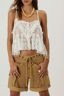 Chic Lace Top with Playful Ruffle Design