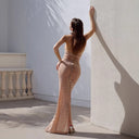 Shimmering Open Back Evening Dress for Women
