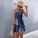Women's Spaghetti Strap Tie-Dye Dress with Flowing Skirt