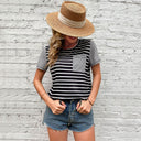 Striped Women's T-Shirt with Pocket Design