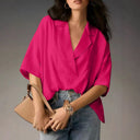 Chic Oversized Blouse with V-Neck Design