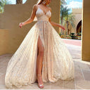 Chic Chiffon Evening Dress with Slit and Sheer Overlay
