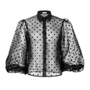 Chic Women's Blouse with Puff Sleeves & Collar