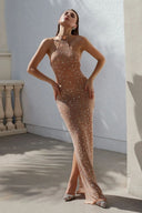 Shimmering Open Back Evening Dress for Women