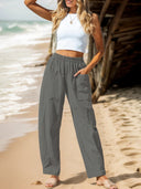 Women's Airy Leisure Pants with Stretchy Waistband and Multi-Purpose Pockets
