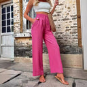Chic Women's Pants with Elastic Waist and Pockets