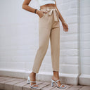 High-Waisted Chino Pants with Drawstring for Women