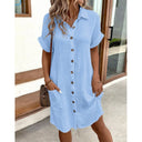 Chic Button-Up Shirt Dress with Pockets