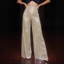 Shiny Palazzo Pants with Sequin Glam