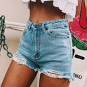 Women's High-Waisted Frayed Hem Denim Shorts
