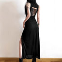 Chic Hooded Maxi Dress with Slit