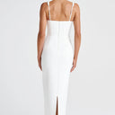 Chic Women's Evening Dress with Square Neckline and Refined Accents
