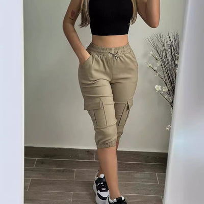 Women's Cargo Jogging Pants with Elastic Waist and Utility Pockets