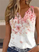 Floral Print Women's Sleeveless Blouse