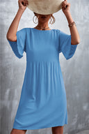 Flared Sleeve Women's Dress with Elastic Waist