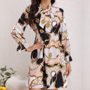 Chic Women's Bow Collar Dress with Tie Belt
