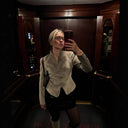 Chic Women's Blazer Jacket with Double Button Closure and Subtle Shine