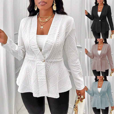 Chic Women's Blazer with Textured Knit Design