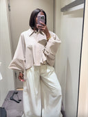 Voluminous Sleeve Women's Cropped Blouse