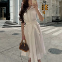Chic Women's Fitted Belt Shirt Dress
