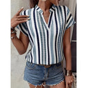 Chic Women's Striped Blouse with Stylish Collar