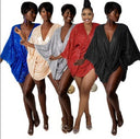Sparkling Kaftan Dress with V-Neck & Flowing Sleeves