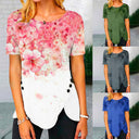 Floral Design Women's Asymmetrical Hem T-Shirt