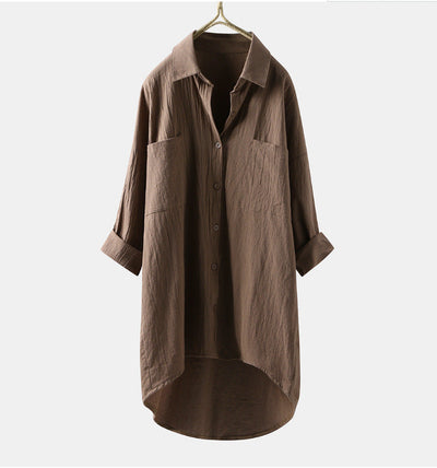 Chic Women's Blouse with Patch Pockets and Long Sleeves