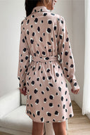 Chic Ruffle Detail Shirt Dress with Adjustable Belt