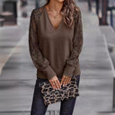 Chic V-Neck Blouse with Lace Sleeves