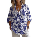 Floral Print Women's Blouse with Button Placket