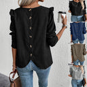 Stylish Ruffle Detail Blouse with Round Neck