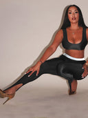 Chic Women's Cut-Out Leggings with Elastic Waistband