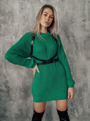 Chic Women's Knit Dress with Belted Design