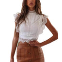 Chic Lace Blouse with Ruffled Hem for Women