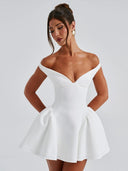 Chic V-Neck Dress with Flowing Skirt