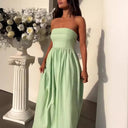 Strapless Women's Maxi Dress with Flowing Skirt