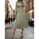 Women's A-Line Shirt Dress with Button Accents