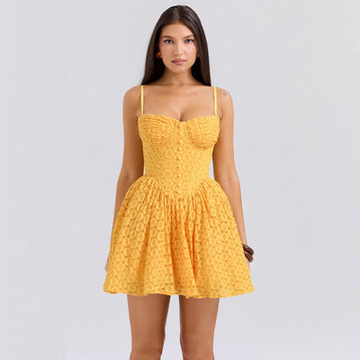 Floral Lace Mini Dress with Adjustable Spaghetti Straps