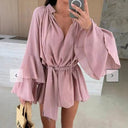 Chic Women's Kaftan Dress with Statement Sleeves and Waist Tie