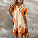 Floral Print Women's Shirt Dress with Button Placket