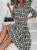 Geometric Print Women's Shirt Dress