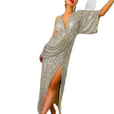 Glamorous Evening Dress with Deep V-Neck and Sequins