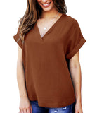 Women's Airy V-Neck Tee with Rolled Sleeves