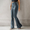 Velvety Striped Flare Pants for Women