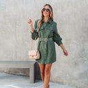 Chic Women's Corduroy Dress with Belt