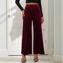 Chic Women's Plush Wide Leg Trousers with Elastic Waist